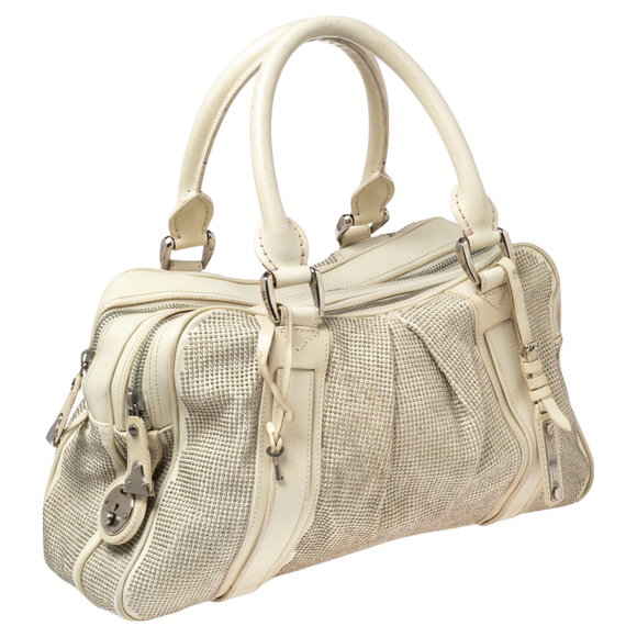 BURBERRY Off White Leather Studded Ashbury Knight Satchel - Picture 3 of 9